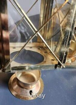 Set Of 2 Antique Nautical Ship Lanterns-Hangable Vintage Brass Candle Lantern