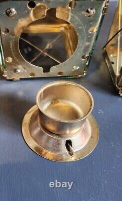 Set Of 2 Antique Nautical Ship Lanterns-Hangable Vintage Brass Candle Lantern