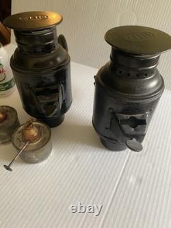Set Of 2 Vintage Dietz Antique Buggy Carriage Auto Lantern OEM Red Lens
