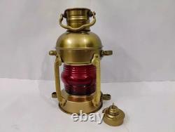 Set of 2 Antique Anchor Oil Lamp, Vintage Marine Lantern, Nautical Ship Oil Lamp