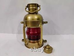 Set of 2 Antique Anchor Oil Lamp, Vintage Marine Lantern, Nautical Ship Oil Lamp