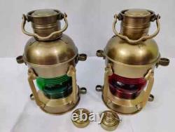 Set of 2 Antique Anchor Oil Lamp, Vintage Marine Lantern, Nautical Ship Oil Lamp