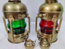 Set of 2 Antique Anchor Oil Lamp, Vintage Marine Lantern, Nautical Ship gift