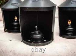 Set of 2 Black Metal Anchor Oil Lamps Vintage Marine Lantern Antique Finish Gift