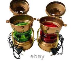 Set of 2 Maritime Antique Copper Ship Electric Lamp Lantern For Decor Handmade