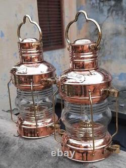 Set of 2 Vintage Brass Minor Lamp Nautical Ship Boat Light Lantern Antique Deco