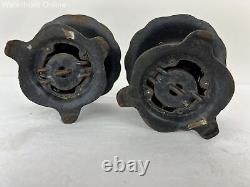Set of 2 Vintage Japan Small Cast Iron Lantern Birds and Bamboo Motif