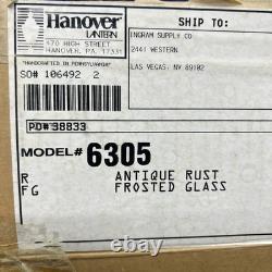 Set of 2 Vintage new in box Hanover Lantern 6305 Antique rust frosted glass post