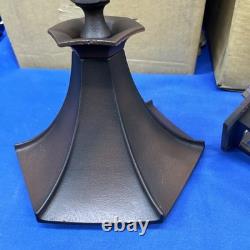 Set of 2 Vintage new in box Hanover Lantern 6305 Antique rust frosted glass post