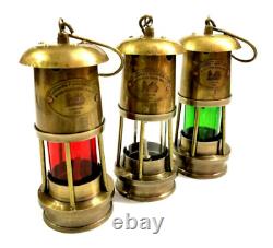 Set of 3 Antique Brass Minor Lamp Vintage Nautical Ship Boat Light Lantern Decor