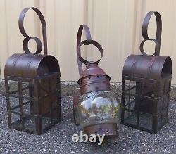 Set of 3 Antique Copper Wall Mounting Outdoor Electric Lanterns Beautiful