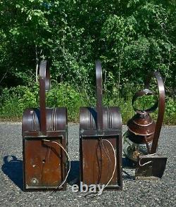 Set of 3 Antique Copper Wall Mounting Outdoor Electric Lanterns Beautiful