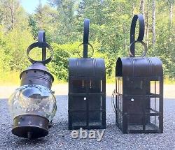 Set of 3 Antique Copper Wall Mounting Outdoor Electric Lanterns Beautiful