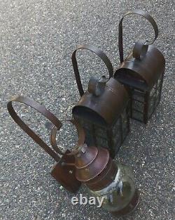 Set of 3 Antique Copper Wall Mounting Outdoor Electric Lanterns Beautiful