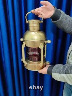 Set of Antique Anchor Oil Lamp, Vintage Marine Lantern, Nautical Ship Oil Lamp