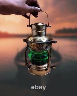 Ship Decor, Decorative Kerosene Lantern Antique, Vintage Brass Oil Lamp Nautical