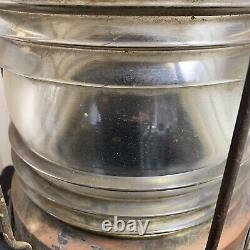Ship Dock Lantern Lamp Brass Copper Glass Anchor Maritime Navigation Antique 13