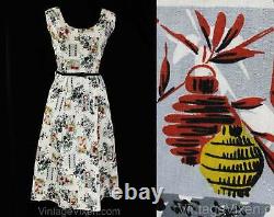 Size 12 1950s Sun Dress Asian Lanterns Novelty Print Cotton Summer 40s 50s