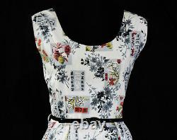 Size 12 1950s Sun Dress Asian Lanterns Novelty Print Cotton Summer 40s 50s