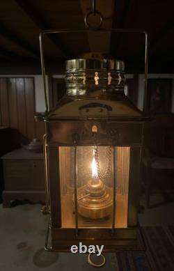 Solid Brass Nautical Ship Anchor Lantern Vintage Handmade Maritime Kerosene Oi