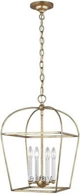 Stonington 4-Light Antique Gild Small Lantern Cage Pendant
