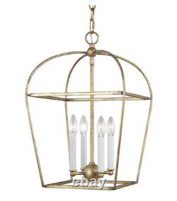 Stonington 4-Light Antique Gild Small Lantern Cage Pendant