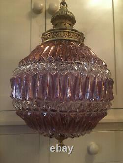 Superb Large Vintage Globe Lantern Chandelier Rewired Jewel Colours