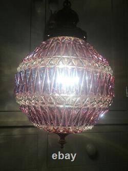 Superb Large Vintage Globe Lantern Chandelier Rewired Jewel Colours