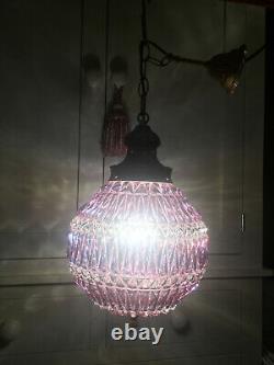 Superb Large Vintage Globe Lantern Chandelier Rewired Jewel Colours