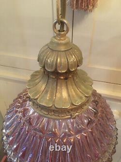 Superb Large Vintage Globe Lantern Chandelier Rewired Jewel Colours