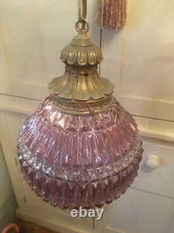 Superb Large Vintage Globe Lantern Chandelier Rewired Jewel Colours