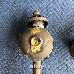 TWO Antique Brass Wagon Carriage Driving Lantern Lamp Lights Vintage Barn Find