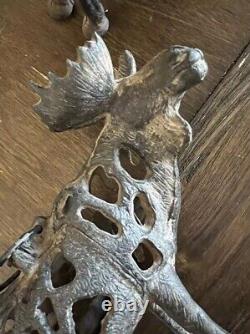 TWO Antique/Vintage Chinese Cast IronMOOSE Lantern Tea Light Candle Holder
