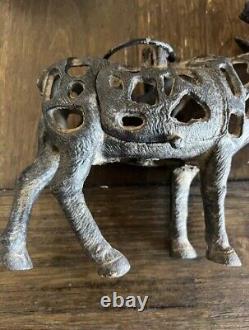 TWO Antique/Vintage Chinese Cast IronMOOSE Lantern Tea Light Candle Holder