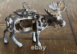 TWO Antique/Vintage Chinese Cast IronMOOSE Lantern Tea Light Candle Holder