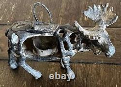 TWO Antique/Vintage Chinese Cast IronMOOSE Lantern Tea Light Candle Holder
