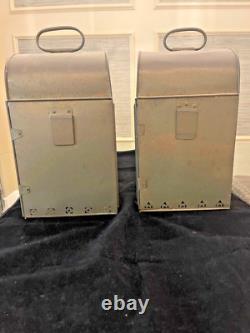 Two Antique New England Brass Carriage House Kerosene Oil Lanterns