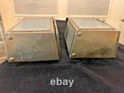 Two Antique New England Brass Carriage House Kerosene Oil Lanterns