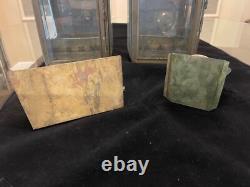 Two Antique New England Brass Carriage House Kerosene Oil Lanterns