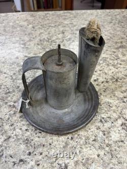 Unique Antique Primitive Tin pressure fed Oil Lantern with Handle