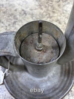 Unique Antique Primitive Tin pressure fed Oil Lantern with Handle