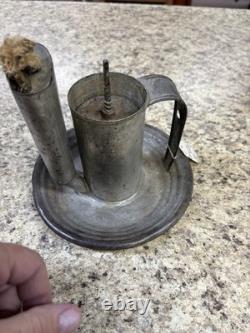 Unique Antique Primitive Tin pressure fed Oil Lantern with Handle