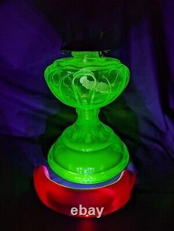 Uranium Glass Lamp GIANT Green Depression Glass eagle burner