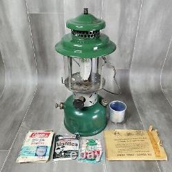 VINTAGE 1946 COLEMAN LANTERN NO. 220D DOUBLE MANTLE GREEN, Mantles, & Funnel