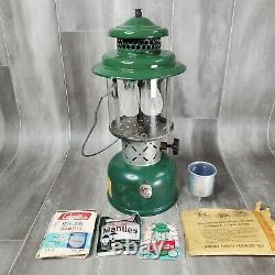 VINTAGE 1946 COLEMAN LANTERN NO. 220D DOUBLE MANTLE GREEN, Mantles, & Funnel