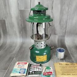 VINTAGE 1946 COLEMAN LANTERN NO. 220D DOUBLE MANTLE GREEN, Mantles, & Funnel