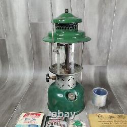 VINTAGE 1946 COLEMAN LANTERN NO. 220D DOUBLE MANTLE GREEN, Mantles, & Funnel