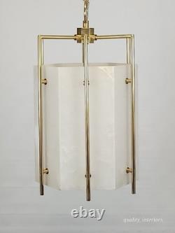 VINTAGE 1990s Hudson Valley Lighting Flatbush Alabaster Stone Lantern
