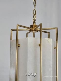 VINTAGE 1990s Hudson Valley Lighting Flatbush Alabaster Stone Lantern