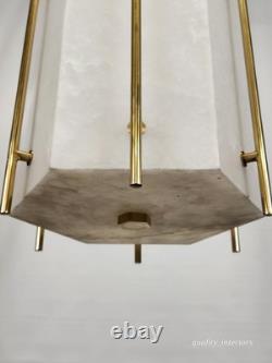 VINTAGE 1990s Hudson Valley Lighting Flatbush Alabaster Stone Lantern